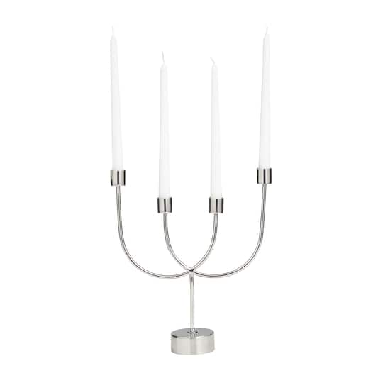 13" Silver Stainless Steel Overlapping U-Shaped Candelabra